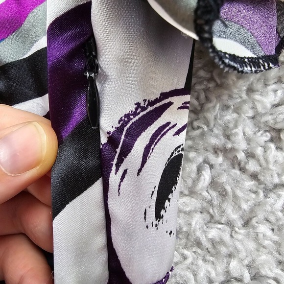 Sele Babydoll Top Womens Medium Colorful Satin Short Sleeve Tie Y2K - Picture 8 of 15